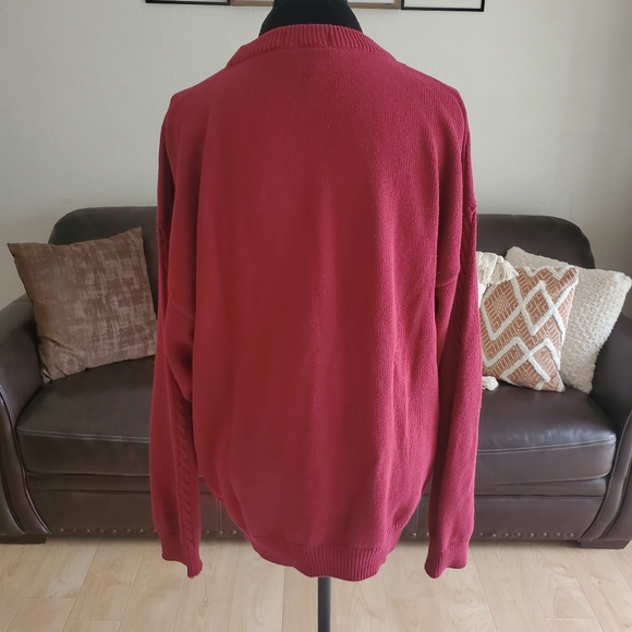 Vintage IZOD Embroidered Red Golf Sweater Size Large 100% Cotton - Picture 3 of 9